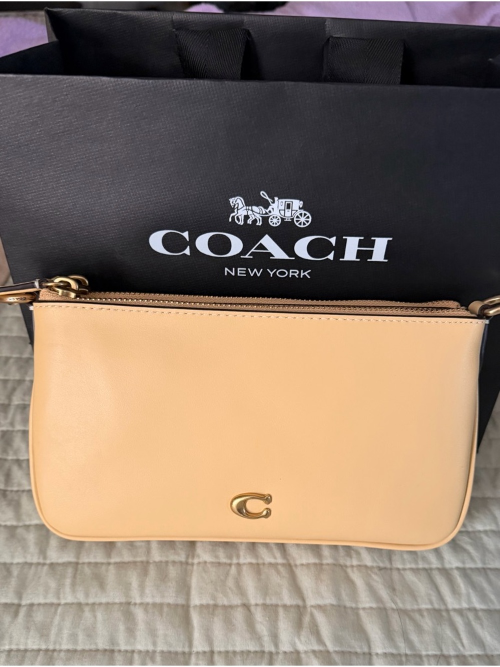 Coach Audrey Leather Crossbody in vanilla with Gold Hardware
